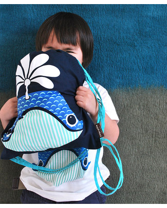 Coq en Pâte Whale Kids Soft Backpack/Bag - 100% Organic Cotton (37 x 33 cm) Small Backpacks