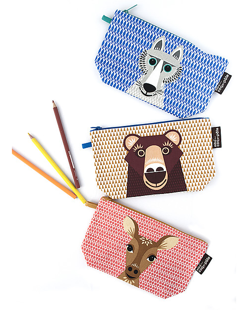 Coq en Pâte Wolf Pencil Case/Pouch - 100% Organic Cotton Canvas Pencil Cases