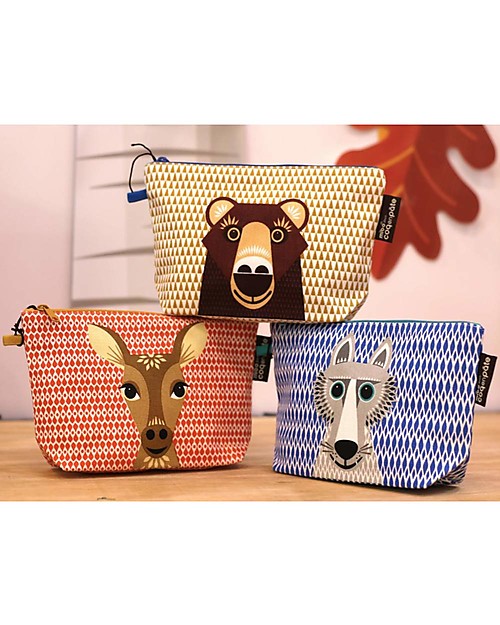 Coq en Pâte Wolf Pencil Case/Pouch - 100% Organic Cotton Canvas Pencil Cases