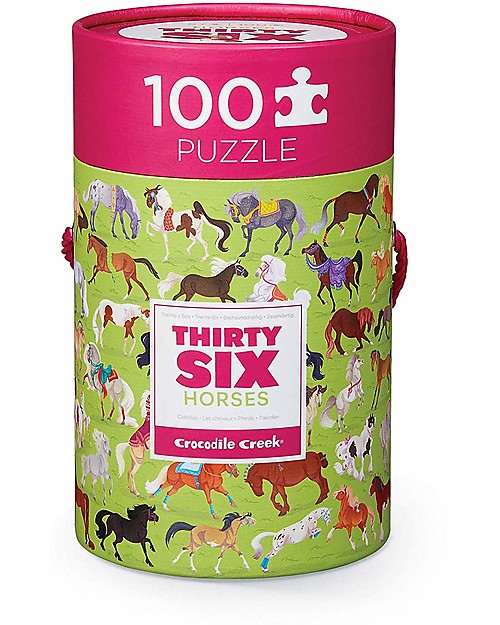 Crocodile Creek 100piece Puzzle in Canister with 36 Wonderful Horses! Puzzles