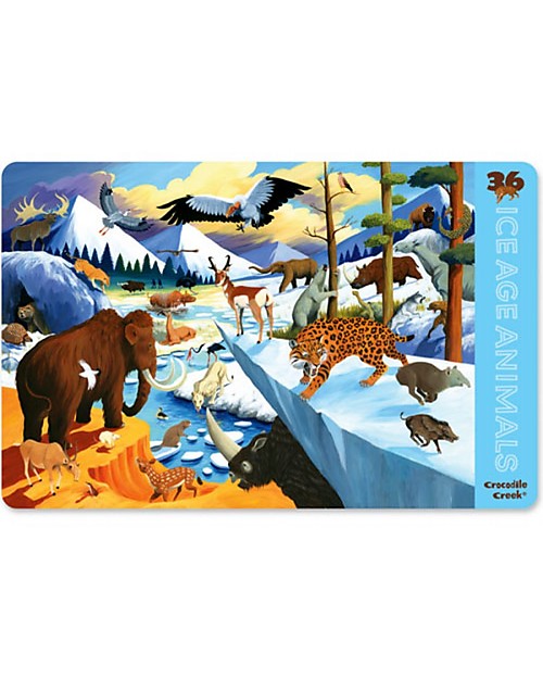 Crocodile Creek 2-sided Placemat, 36 Ice Age Animals - 28 x 43,5 cm Placemat