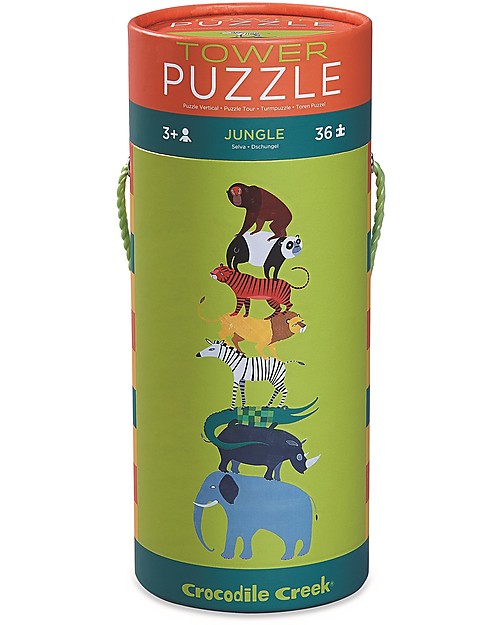 Crocodile Creek 36piece Puzzle in Canister, Jungle - A Tower of Animals! Puzzles