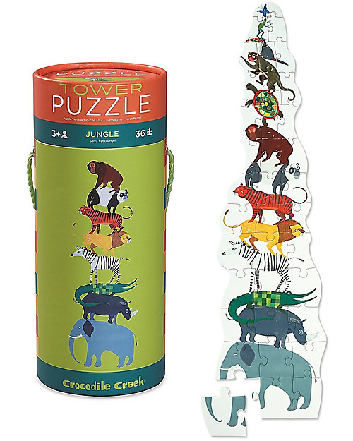Crocodile Creek 36piece Puzzle in Canister, Jungle - A Tower of Animals! Puzzles
