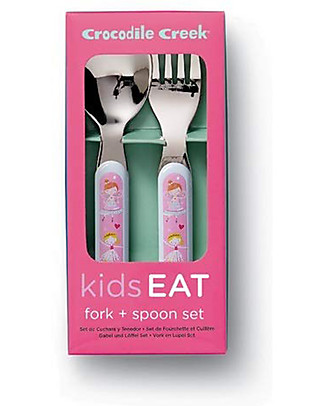 Crocodile Creek Baby Cutlery Set Spoon + Fork - Sweet Dreams - Free from BPA, PVC, phthalates, lead! Spoons, Cutlery & Chopsticks