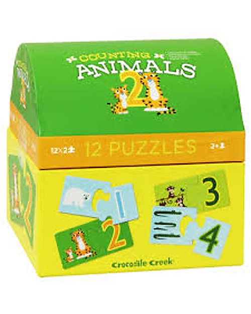 Crocodile Creek First Puzzle, Counting Animals - 12 2-piece puzzles! Puzzles