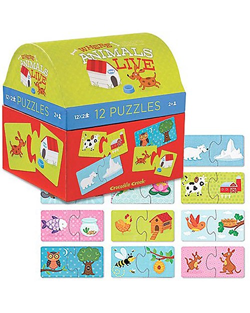 Crocodile Creek First Puzzle, Where Animals Live - 12 2-piece puzzles! Puzzles