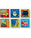 Crocodile Creek Mini Block Puzzle, Busy Vehicles: Train, Truck, Police Car and Fire Engine! - 4 pieces Puzzles