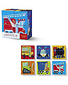Crocodile Creek Mini Block Puzzle, Busy Vehicles: Train, Truck, Police Car and Fire Engine! - 4 pieces Puzzles