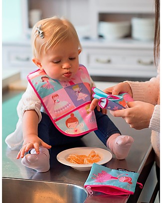 Crocodile Creek Set of 2 Water Resistant Bibs, Sweet Dreams - Includes zippered travel pouch! Waterproof Bibs