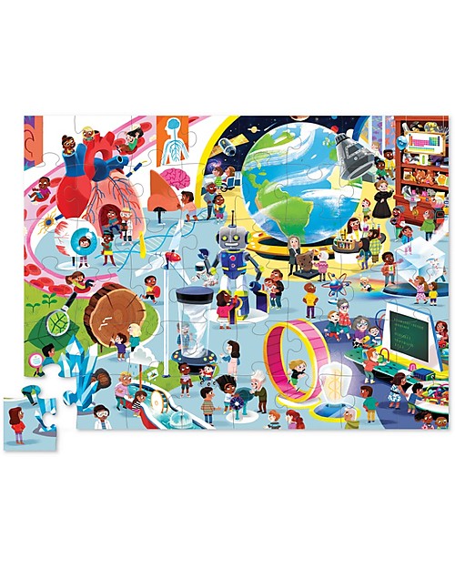 Crocodile Creek Shaped Box Puzzle Day at the Museum/Science - 48 pieces - Wonderful Illustrated Box! STEM toys