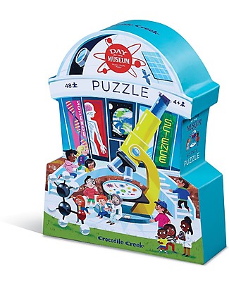 Crocodile Creek Shaped Box Puzzle Day at the Museum/Science - 48 pieces - Wonderful Illustrated Box! STEM toys