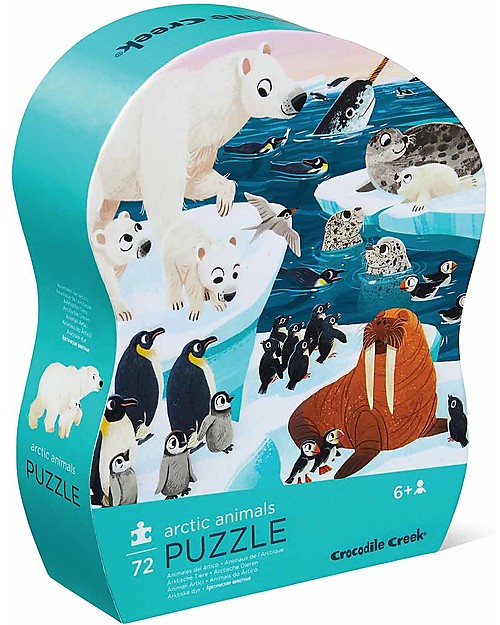 Crocodile Creek Shaped Puzzle Artic Animal - 72 pieces - Wonderful Illustrated Box and Great Gift Idea! Puzzles