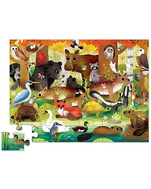 Crocodile Creek Shaped Puzzle Forest Friend - 36 pieces - Wonderful Illustrated Box and Great Gift Idea! Puzzles