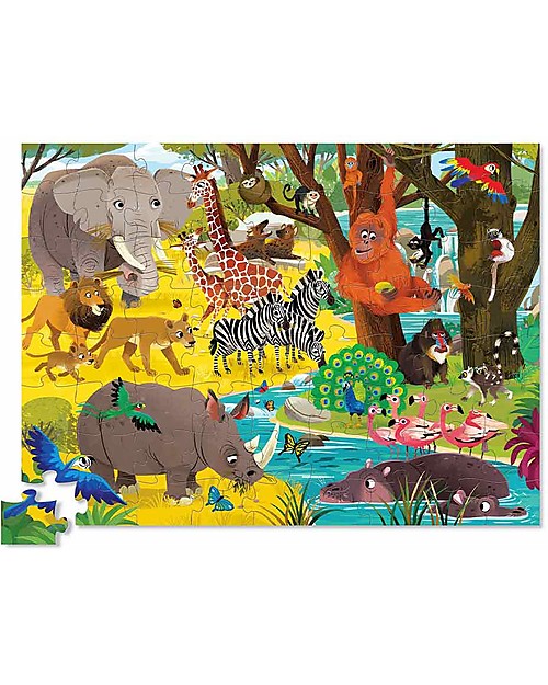 Crocodile Creek Shaped Puzzle Wild Safari - 72 pieces - Wonderful Illustrated Box and Great Gift Idea! Puzzles