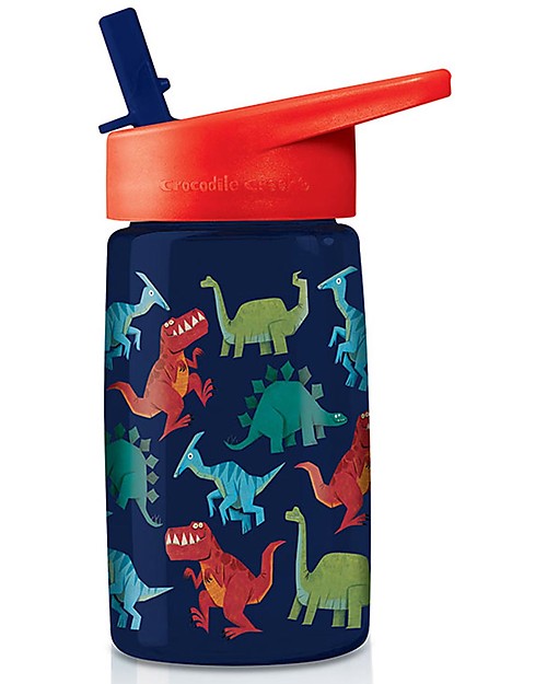 Crocodile Creek Tritan Children's Drinking Bottle 450 ml, Dinosaurs - Safe and Recyclable! Non-Thermal Water Bottles