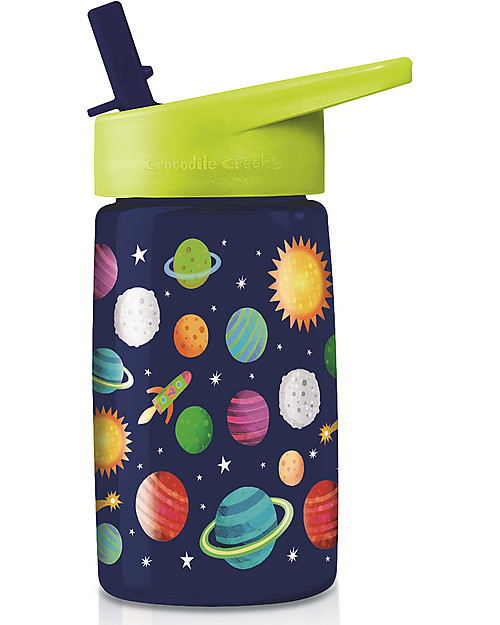 Crocodile Creek Tritan Children's Drinking Bottle 450 ml, Space - Safe and Recyclable! Non-Thermal Water Bottles