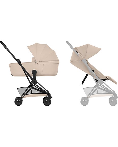 Cybex 2-in-1 Coya Stroller with Carrycot - Cozy Beige - Matt Black frame - From Birth to 4 Years Lights Strollers