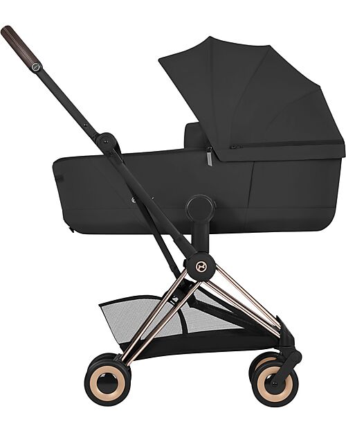 Cybex 2-in-1 Coya Stroller with Carrycot - Sepia Black - Rosegold Frame - From Birth to 4 Years Lights Strollers