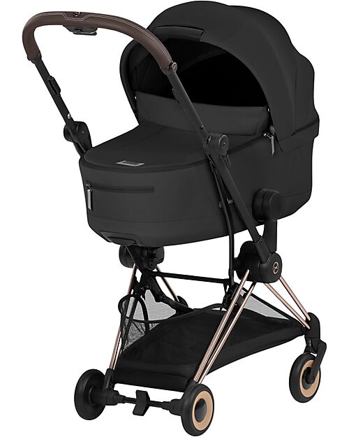 Cybex 2-in-1 Coya Stroller with Carrycot - Sepia Black - Rosegold Frame - From Birth to 4 Years Lights Strollers