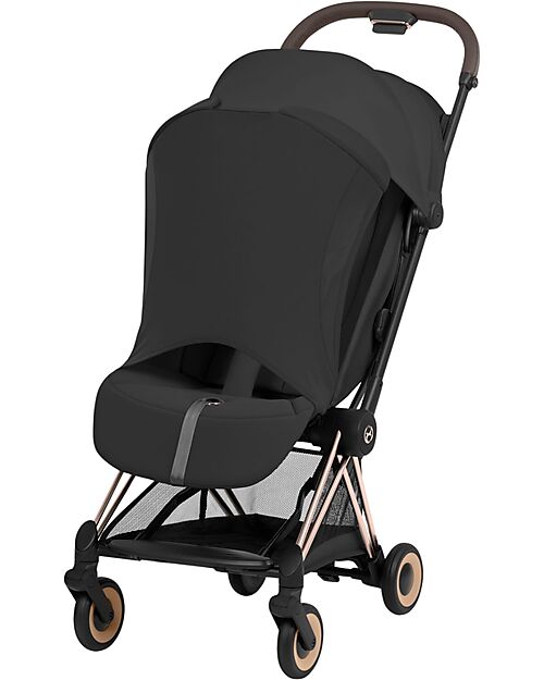 Cybex 2-in-1 Coya Stroller with Carrycot - Sepia Black - Rosegold Frame - From Birth to 4 Years Lights Strollers