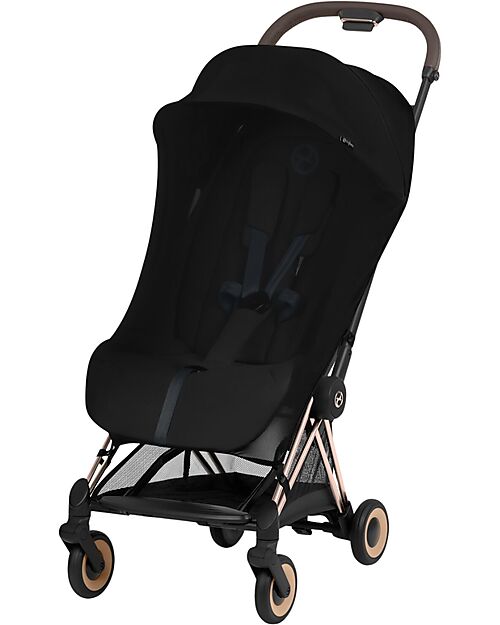 Cybex 2-in-1 Coya Stroller with Carrycot - Sepia Black - Rosegold Frame - From Birth to 4 Years Lights Strollers