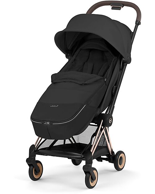Cybex 2-in-1 Coya Stroller with Carrycot - Sepia Black - Rosegold Frame - From Birth to 4 Years Lights Strollers