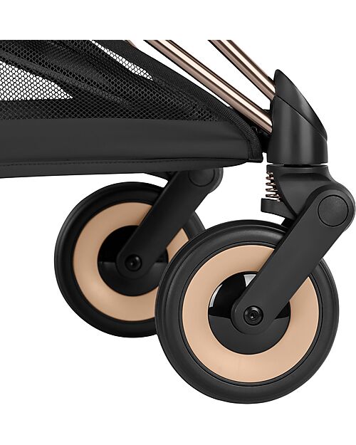 Cybex 2-in-1 Coya Stroller with Carrycot - Sepia Black - Rosegold Frame - From Birth to 4 Years Lights Strollers