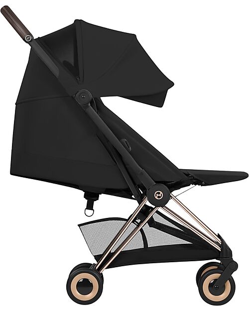 Cybex 2-in-1 Coya Stroller with Carrycot - Sepia Black - Rosegold Frame - From Birth to 4 Years Lights Strollers
