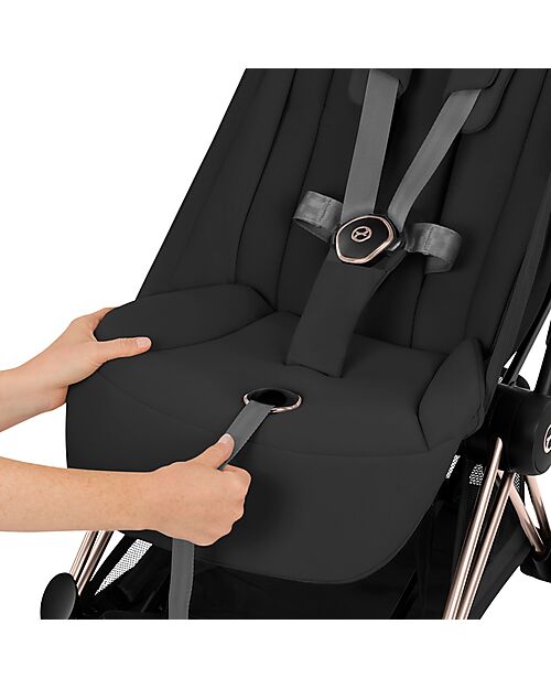 Cybex 2-in-1 Coya Stroller with Carrycot - Sepia Black - Rosegold Frame - From Birth to 4 Years Lights Strollers