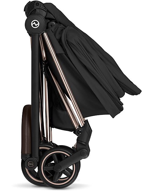 Cybex 2-in-1 Coya Stroller with Carrycot - Sepia Black - Rosegold Frame - From Birth to 4 Years Lights Strollers
