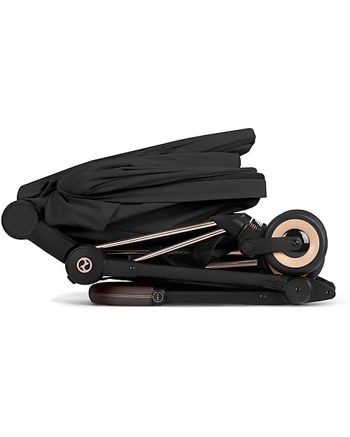 Cybex 2-in-1 Coya Stroller with Carrycot - Sepia Black - Rosegold Frame - From Birth to 4 Years Lights Strollers