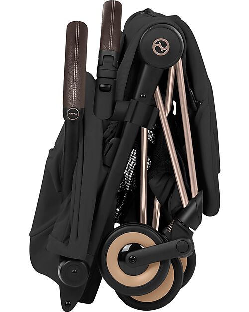 Cybex 2-in-1 Coya Stroller with Carrycot - Sepia Black - Rosegold Frame - From Birth to 4 Years Lights Strollers