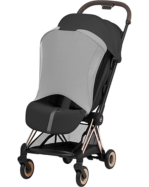 Cybex 2-in-1 Coya Stroller with Carrycot - Sepia Black - Rosegold Frame - From Birth to 4 Years Lights Strollers