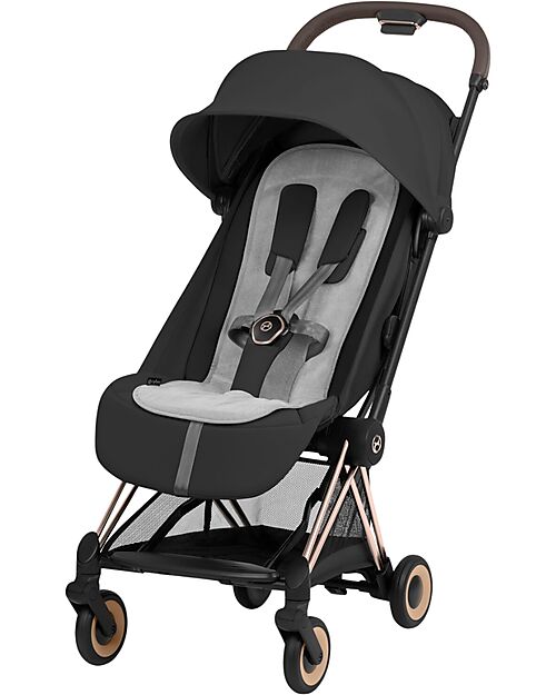 Cybex 2-in-1 Coya Stroller with Carrycot - Sepia Black - Rosegold Frame - From Birth to 4 Years Lights Strollers