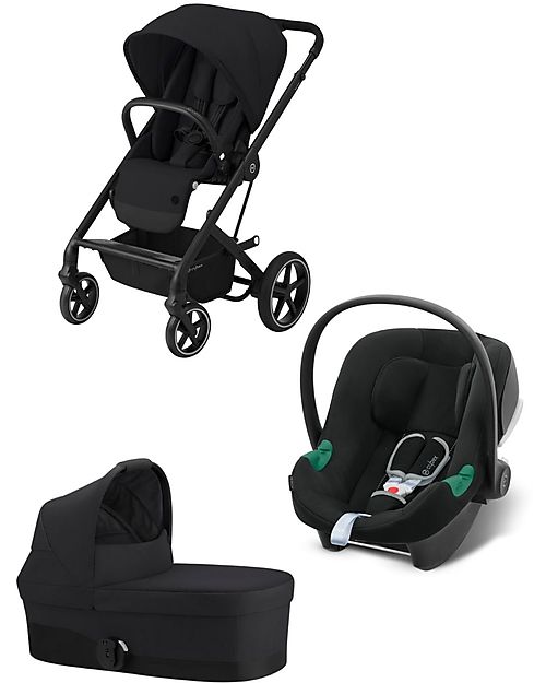 Cybex Bailos S Basic 3 in 1 - Deep Black - Balios S Lux Stroller + Cot S + Aton B2 i-Size + CS Adapater Trio and Duo Strollers