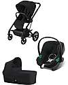 Cybex Bailos S Basic 3 in 1 - Deep Black - Balios S Lux Stroller + Cot S + Aton B2 i-Size + CS Adapater Trio and Duo Strollers