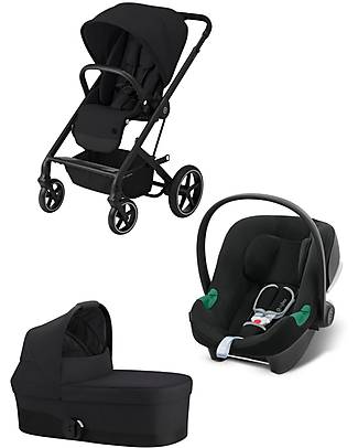 Cybex Bailos S Basic 3 in 1 - Deep Black - Balios S Lux Stroller + Cot S + Aton B2 i-Size + CS Adapater Trio and Duo Strollers