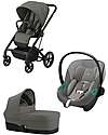 Cybex Bailos S Basic 3 in 1 - Soho Grey - Balios S Lux Stroller + Cot S + Aton B2 i-Size + CS Adapater Trio and Duo Strollers