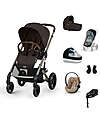 Cybex Balios S Lux Complete XL Travel System - Chocolate Brown - Stroller + Carrycot + 2 Rain Covers + Cloud G i-Size Plus Car Seat Almond Beige + Base & Adapters Trio and Duo Strollers