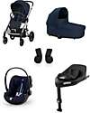 Cybex Balios S Lux Stroller - Blue Navy + Cot S Lux + Adapter + Car Seat Cloud G i-Size Plus + Base G  Pushchairs