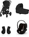 Cybex Balios S Lux Stroller - Moon Black + Cot S Lux + Adapter + Car Seat Cloud G i-Size Plus  Trio and Duo Strollers