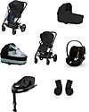 Cybex Balios S Lux Stroller - Moon Black + Cot S Lux + Rain Cover for Stroller + Rain Cover for Cot + Adapter + Car Seat Cloud G i-Size Plus + Base G Trio and Duo Strollers