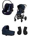 Cybex Balios S Lux Stroller - Navy Blue - Cot S Lux + Adapter - Car Seat Cloud G i-Size Plus  Trio and Duo Strollers