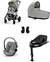 Cybex Balios S Lux Stroller - Stone Grey + Cot S Lux + Adapter + Car Seat Cloud G i-Size Plus + Base G  Pushchairs