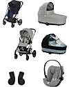 Cybex Balios S Lux Stroller - Stone Grey + Cot S Lux + Rain Cover for Stroller + Rain Cover for Cot + Adapter + Car Seat Cloud G i-Size Plus  Pushchairs