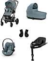 Cybex Balios S Lux Stroller - Stormy Blue + Cot S Lux + Adapter + Car Seat Cloud G i-Size Plus + Base G  Pushchairs