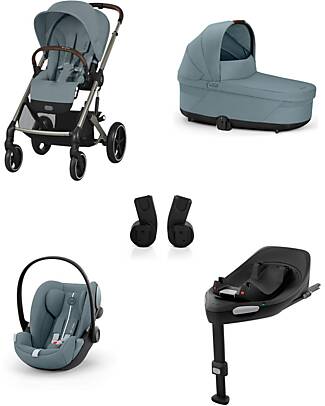 Cybex Balios S Lux Stroller - Stormy Blue + Cot S Lux + Adapter + Car Seat Cloud G i-Size Plus + Base G Pushchairs