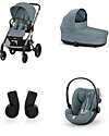 Cybex Balios S Lux Stroller - Stormy Blue - Cot S Lux + Adapter - Car Seat Cloud G i-Size Plus  Pushchairs