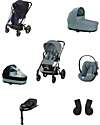 Cybex Balios S Lux Stroller - Stormy Blue + Cot S Lux + Rain Cover for Stroller + Rain Cover for Cot + Adapter + Car Seat Cloud G i-Size Plus + Base G Trio and Duo Strollers