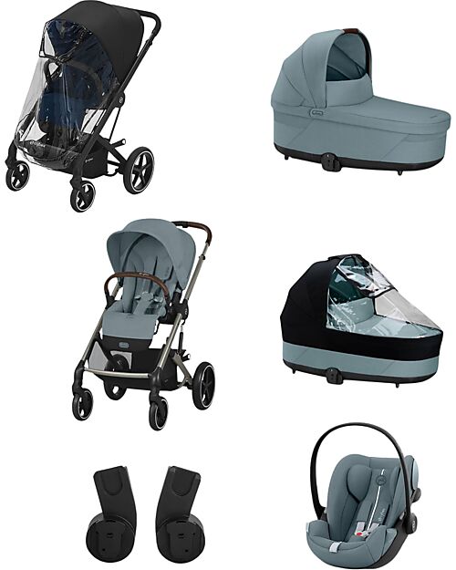 Cybex  Balios S Lux Stroller - Stormy Blue + Cot S Lux + Rain Cover for Stroller + Rain Cover for Cot + Adapter + Car Seat Cloud G i-Size Plus  Pushchairs